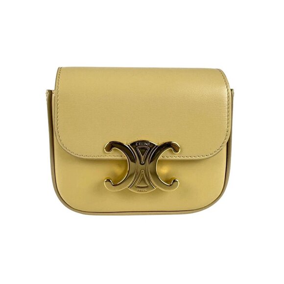 Auth CELINE Crossbody Shoulder Bag Cream Leather/Goldtone - Picture 1 of 13